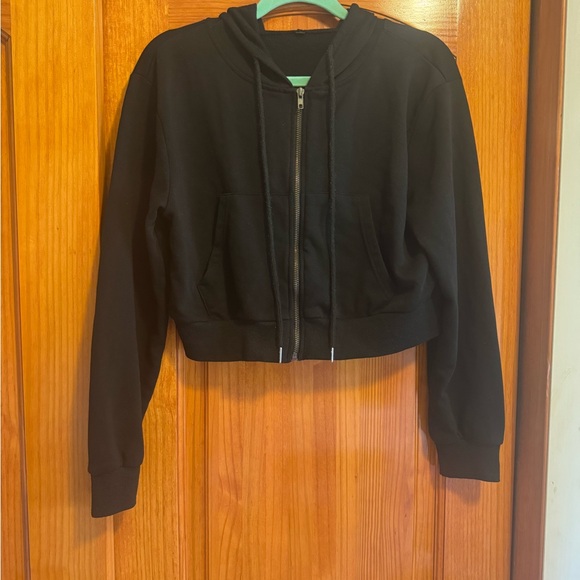 CROPPED HOODIE JACKET - NAVY - M main image 0